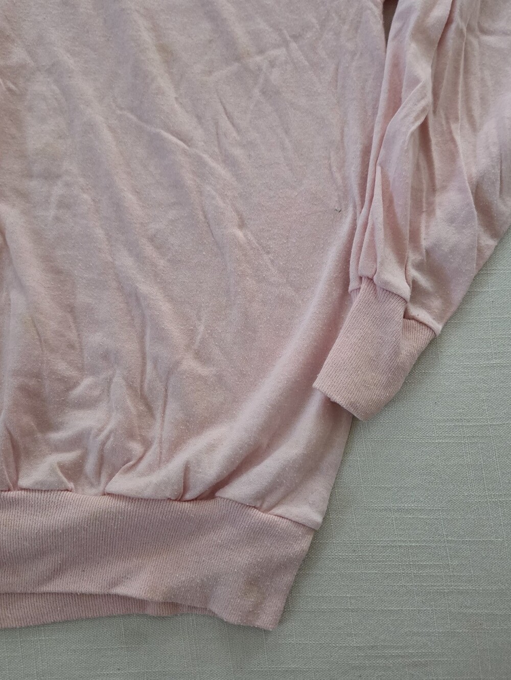 Vintage Light Pink Hooded Pullover Long Sleeve Sweatshirt Small Medium - Picture 2 of 9